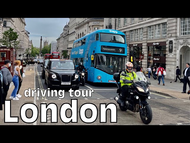 Driving downtown - London HDR 4K, Rush Hours Driving Tour - England🇬🇧