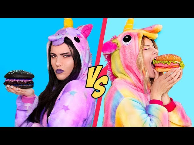 Good Unicorn Food vs Bad Unicorn Food Challenge! / 11 Rainbow Unicorn Recipes