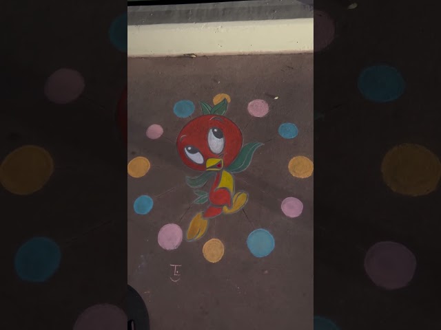 Orange Bird Chalk Art