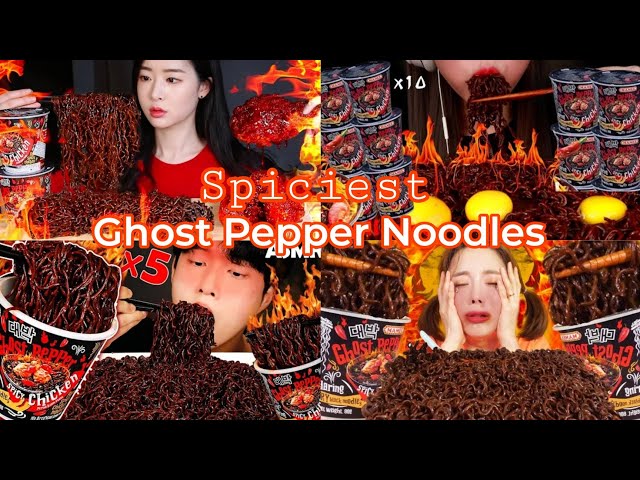 ASMR Mukbang Spicy Ghost Pepper Noodles Challenge | Too Hot to Handle