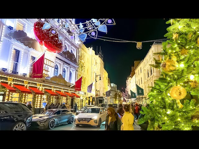 🎅🏽Christmas Decor in Posh London Streets 🎄Walking in bond street | Central London [4K HDR]