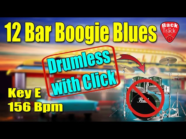 Drumless backing track with percussion - 12 bar blues boogie Key E - 156 Bpm