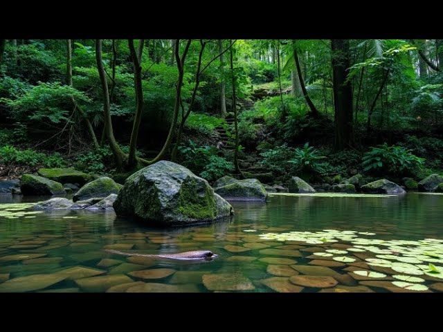 Beautiful river flowing with white bubbles, flowing sounds for relaxation, healing, meditation #115