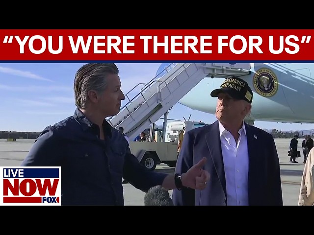 Trump, Newsom speak to media on tarmac in LA  | LiveNOW from FOX