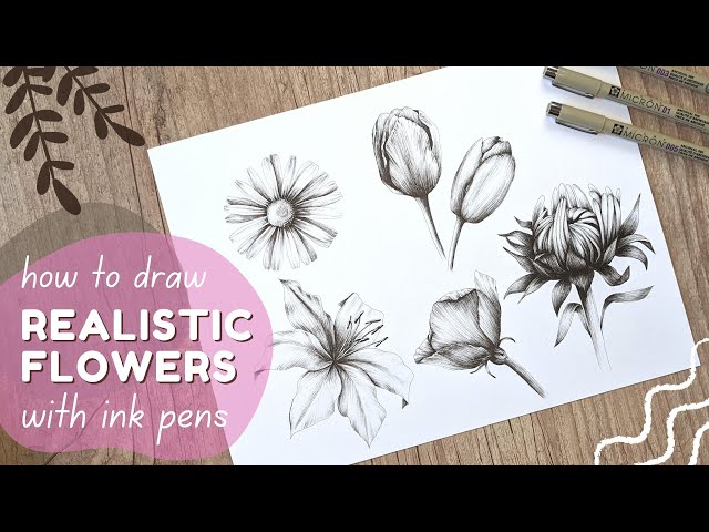 How To Draw Flowers With Ink // Step By Step Tutorial