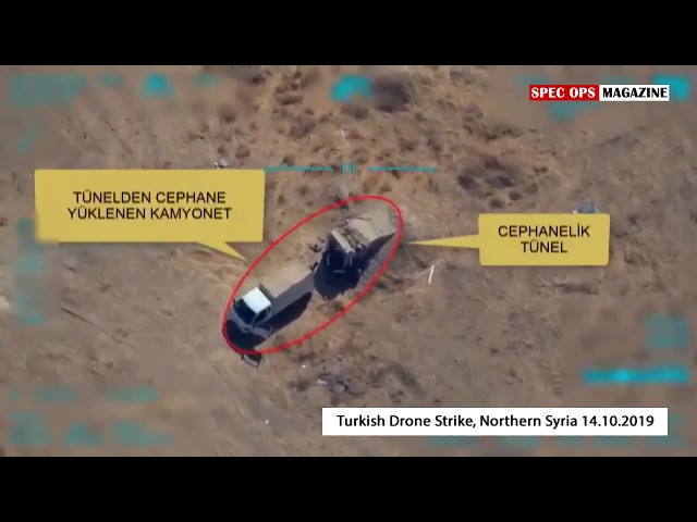 Turkish Bayraktar TB2 drone hit YPG truck with pinpoint accuracy