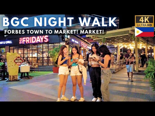 Lively Saturday Night at BGC | FORBES TOWN to MARKET MARKET [4K UNCUT] Philippines - July 2024