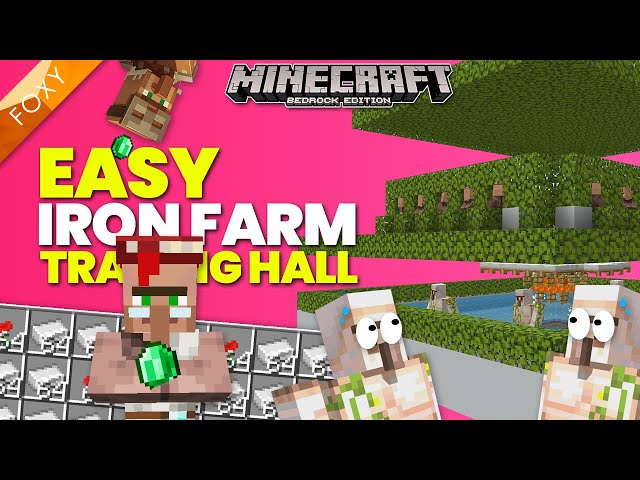 REALLY EASY Iron Farm Trading Hall for Minecraft Bedrock Tutorial