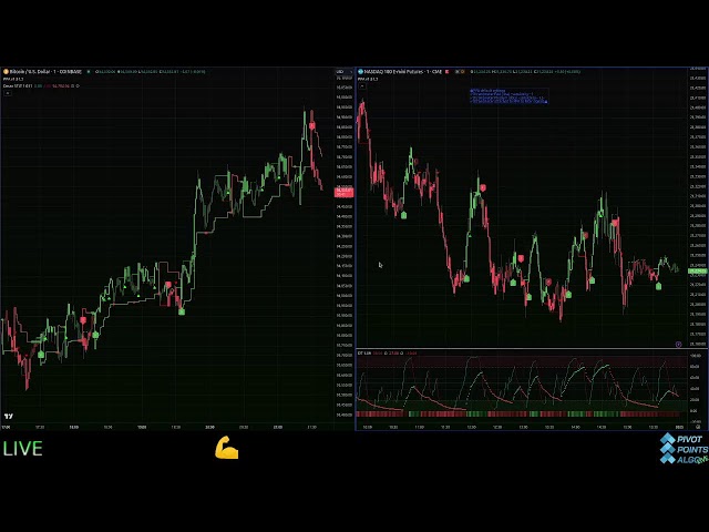 Pivot Points Algo Signals - 5MIN - 24h - Live Stream - CL1! & NQ1! - Duel Chart.