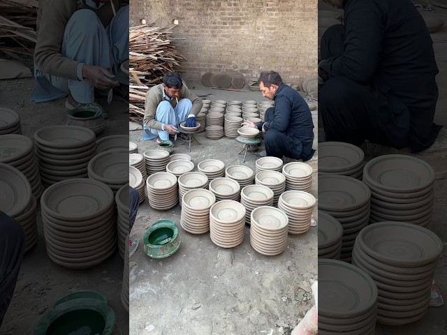 How Skilled Workers Design Colored Clay Plates #shorts #ytshorts