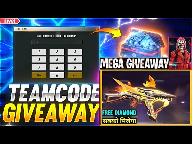 FREE FIRE LIVE CUSTOM ROOM GIVEAWAY | FF LIVE TEAM CODE GIVEAWAY | FF LIVE GIVEAWAY DJ ALOK |FF LIVE