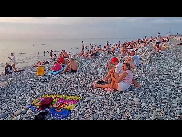 Batumi beach walk. Summer evening