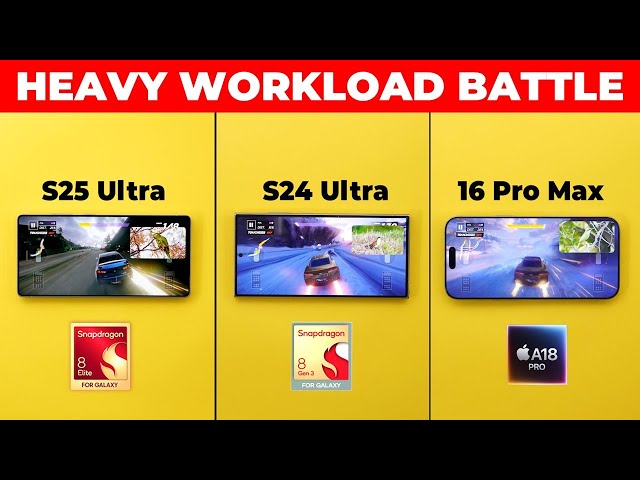 S25 Ultra vs S24 Ultra vs iPhone 16 Pro Max - Heavy Workload Test (Speed, Battery & Thermals)