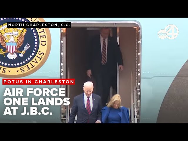 President Joe Biden arrives at Joint Base Charleston