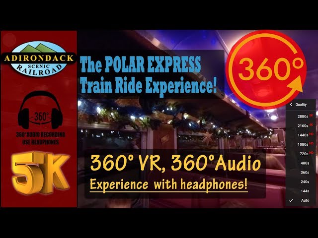 The Real POLAR EXPRESS Train Ride Immersive VR - Adirondack Scenic Railroad [5K 360°, 360° Audio]