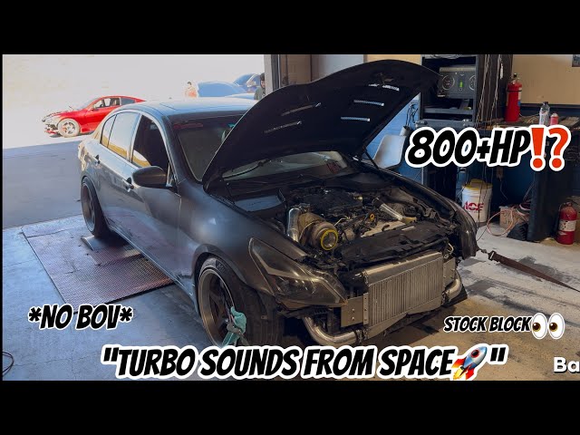 INSANE DYNO PULLS IN MY SINGLE TURBO G37!!! (CRAZY TURBO SPOOLS)