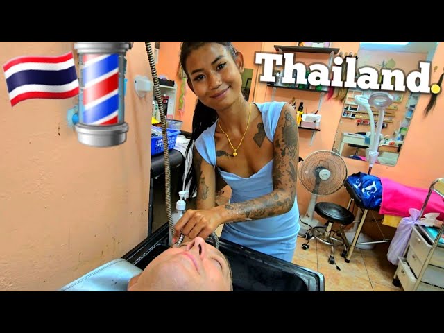 💈BARBER GIRL CREAM likes you RELAXED! (HEAD MASSAGE & Hair Washing ASMR) Pattaya, Thailand 🇹🇭