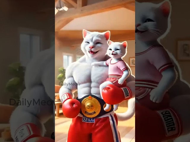 Kitten’s Revenge! Fighting for Father’s Boxing Trophy! 🥊#cat #cartoon #aicat #shorts