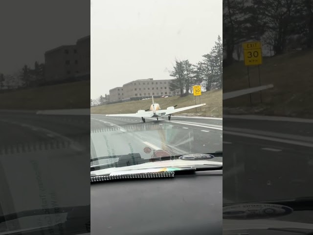 The moment a plane landed on the Thruway