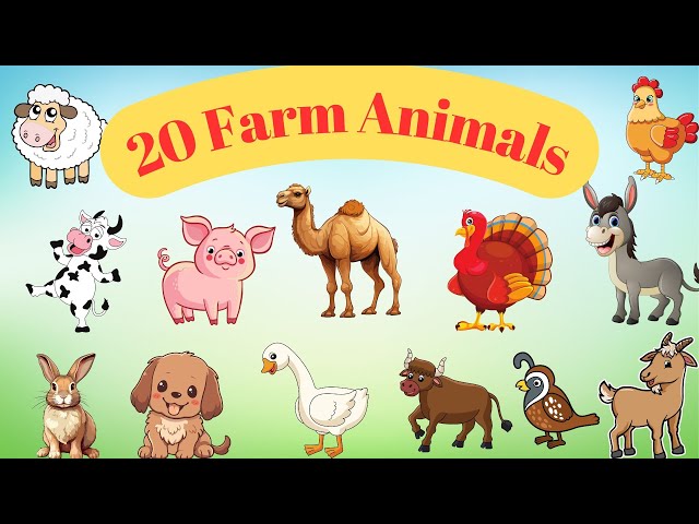 20 Farm Animals Names and Sounds / Learning Farm Animals