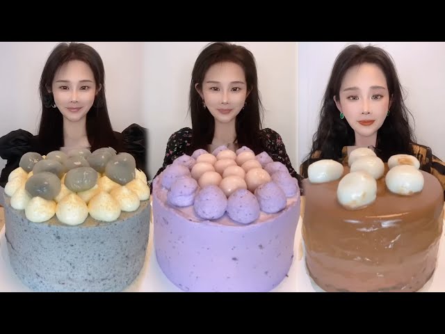 ASMR🍰Eating Black Sesame Thousand Layer 🍰 (Soft And Waxy Sound) 크림丨먹방丨Mukbang丨Satisfying丨Eatingsho