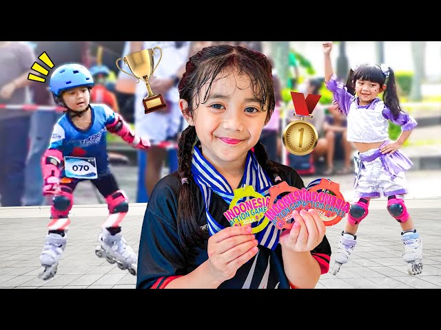 SAMANTHA JUARA 1 LOMBA SEPATU RODA !! DAPAT MEDALI EMAS DI BALI !!