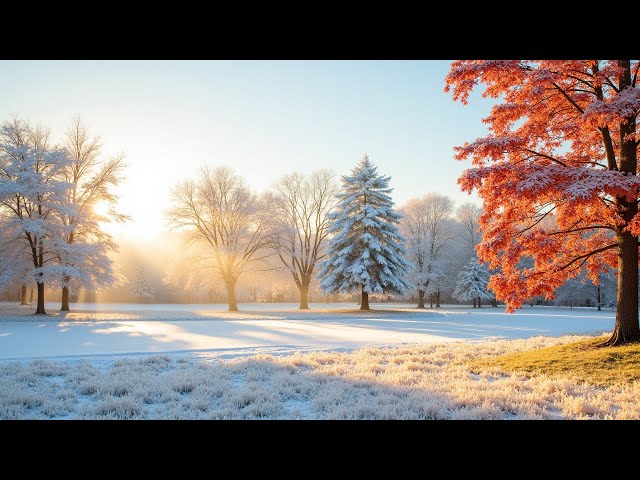 Golden December Winter with Peaceful Relaxing Music❄️Music Therapy to Relieve Worry and Anxiety