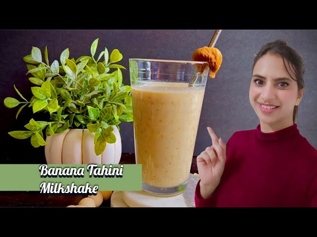 Banana Tahini Milkshake | Summer recipes #blissfulflavours