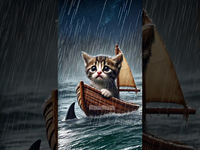 😿 Evolution of Cat : Sailing on a Small Boat in the Sea MiawMask ✅ #cat #scary #horror #shorts