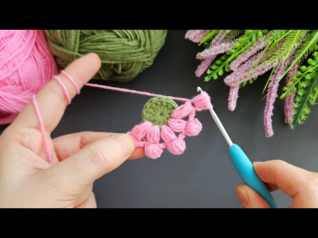 puff flower making | easy crochet flower pattern | tunisian filler flower #crochet