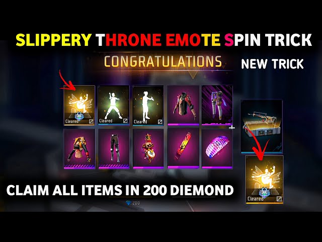 NEW SLIPPERY THRONE EMOTE SPIN TRICK || NEW EVENT 1 SPIN TRICK ✅|| NEW EVENT FREE FIRE #freefire