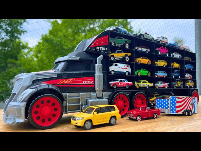 Welly Car Transporter with Small Metal Cars | Diecast Showcase