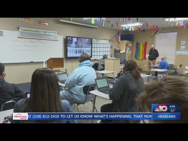 AP Government class at El Dorado High School watches as Joe Biden gives first presidential speech