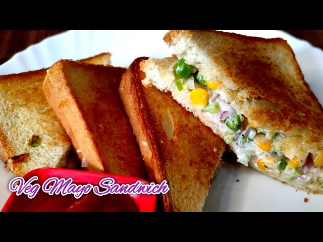 Veg Mayo Sandwich | Breakfast recipe | Bread Sandwich | kids lunch box |