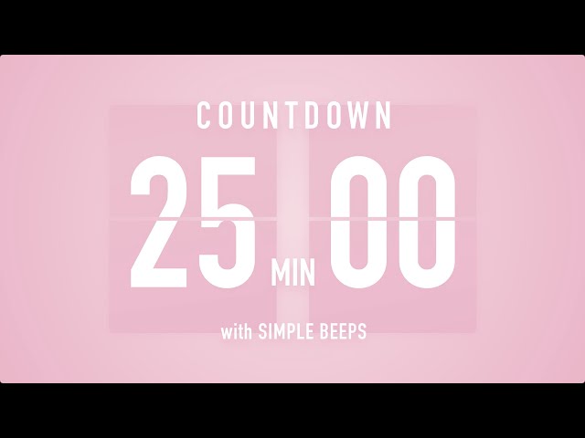 25 Min Countdown Flip Clock Timer / Simple Beeps 🌸🔔