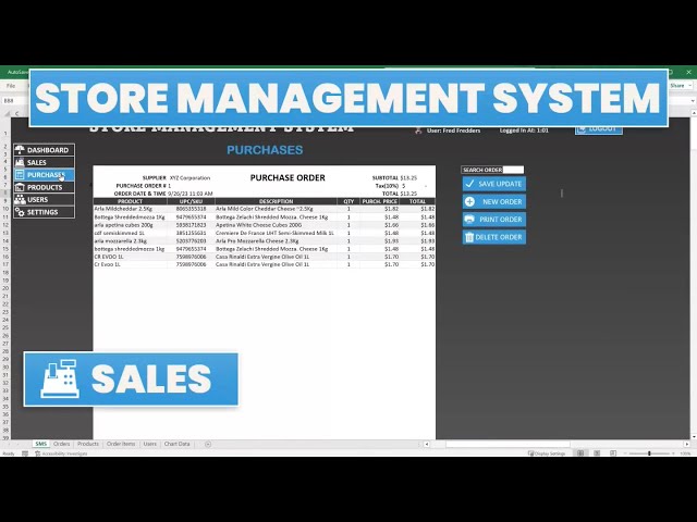 Store Management System in Excel