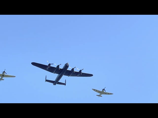 RAF BBMF triple pass. Liverpool 27/5/23. Overhead pass. Amazing Sound Battle of the Atlantic 80th