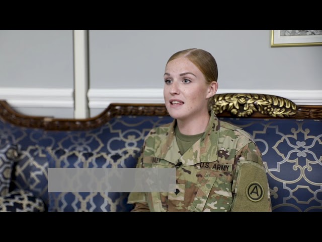 Soldiers assigned to U.S. Central Command discuss Women's Equality Day in Kuwait