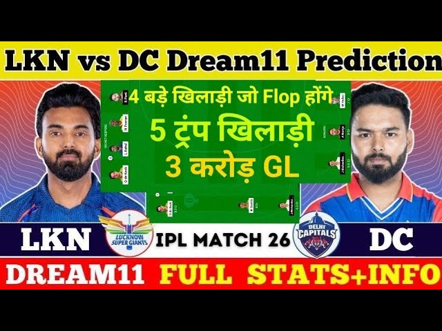 LKN vs DC dream11 team lkn vs dc dream11 prediction LKN vs DC dream11 team prediction #ipl2024