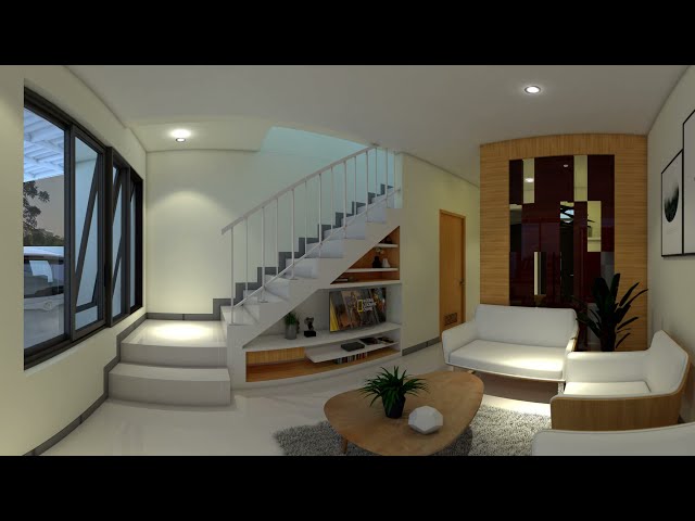 3d panoramic living room with a compact and fresh design