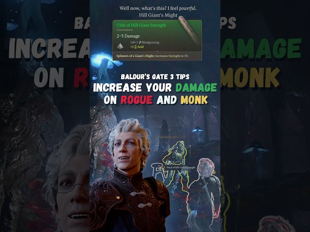 Baldur’s Gate 3 Tips: Increase Your Damage on Rogue and Monk #shorts #bg3