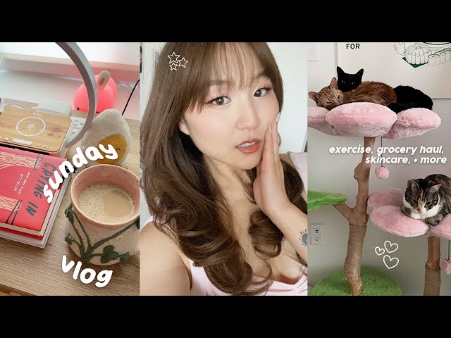 SUNDAY VLOG 🧸 what i eat, gym workout, grocery shopping, skincare