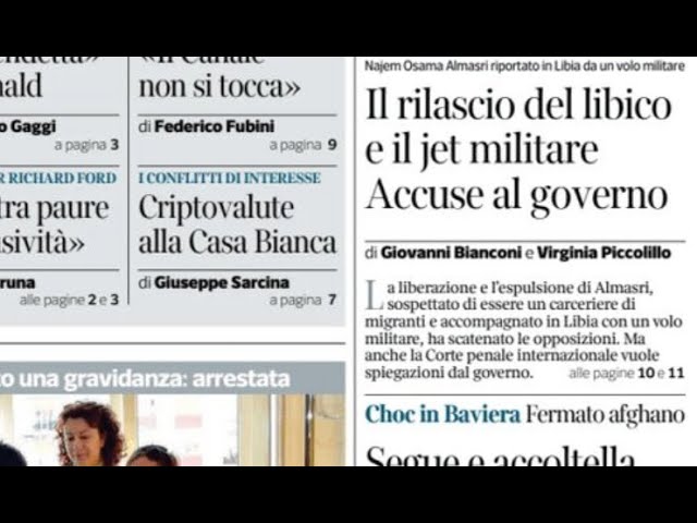 RASSEGNA STAMPA 23 GENNAIO 2025 QUOTIDIANI NAZIONALI ITALIANI  PRIME PAGINE DEI GIORNALI DI OGGI