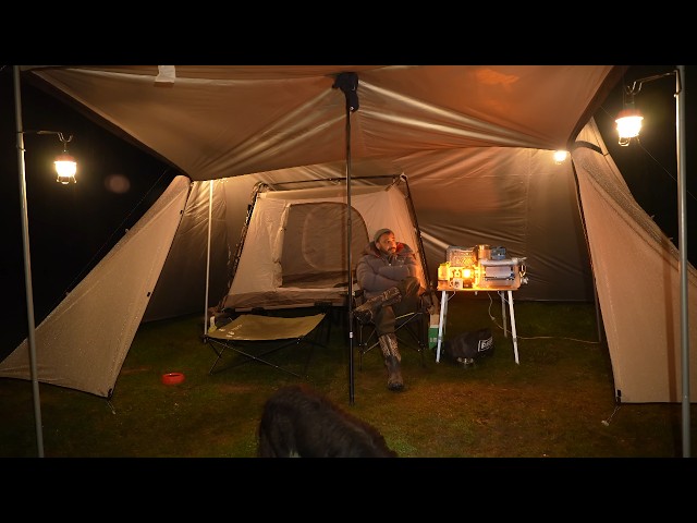 CAMPING in the RAIN - TENT in a TENT - Dog