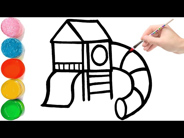 How to Draw a Waterslide | Playground Waterpark  Drawing for kids