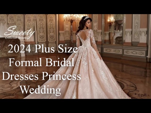 White Ball Gown Wedding Dress | 2024 Plus Size Formal Bridal Dresses | Princess Wedding Gowns