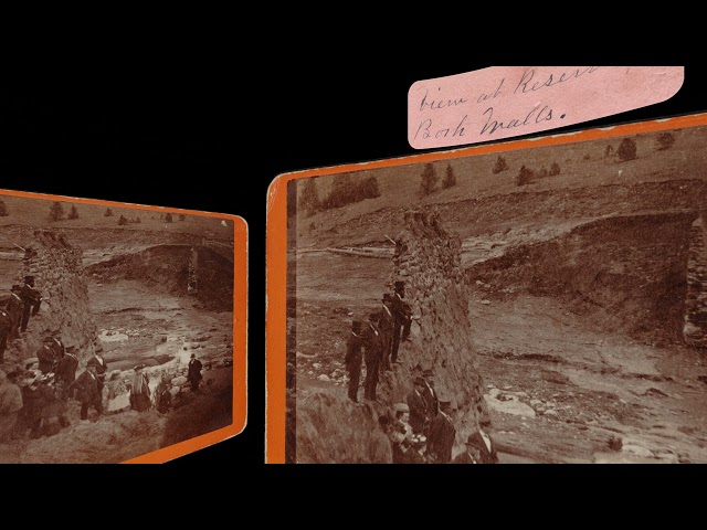 Viewing reservoir break from west side, Mill River Flood 1874 (VR 3D still-image)