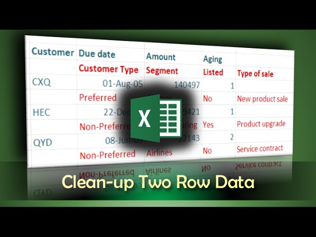 Excel Power Query Tutorial: How to clean up data which is split into two rows