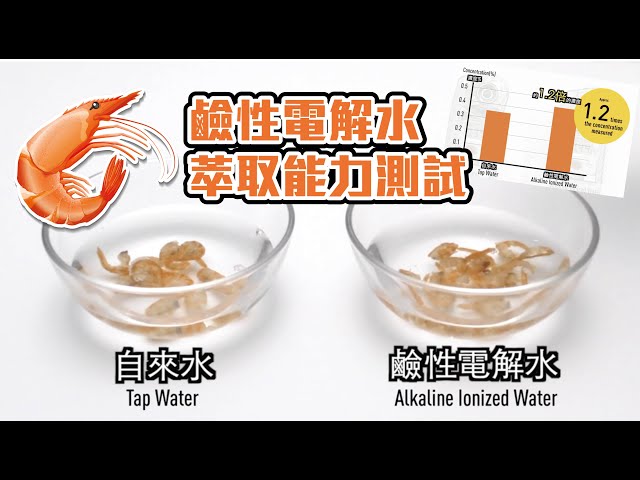 鹼性電解水萃取能力測試 (乾蝦) Alkaline Ionized Water Concentration Test (Dry Shrimp)