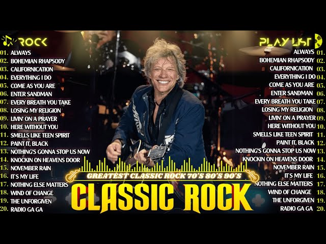 Bon Jovi, Metallica, Queen, Nirvana, Pink Floyd, Guns N Roses 📻 Greatest Classic Rock Playlist